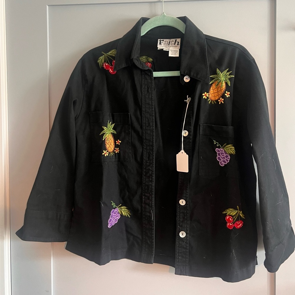 Embroidered Patchwork Denim Jacket - image 1